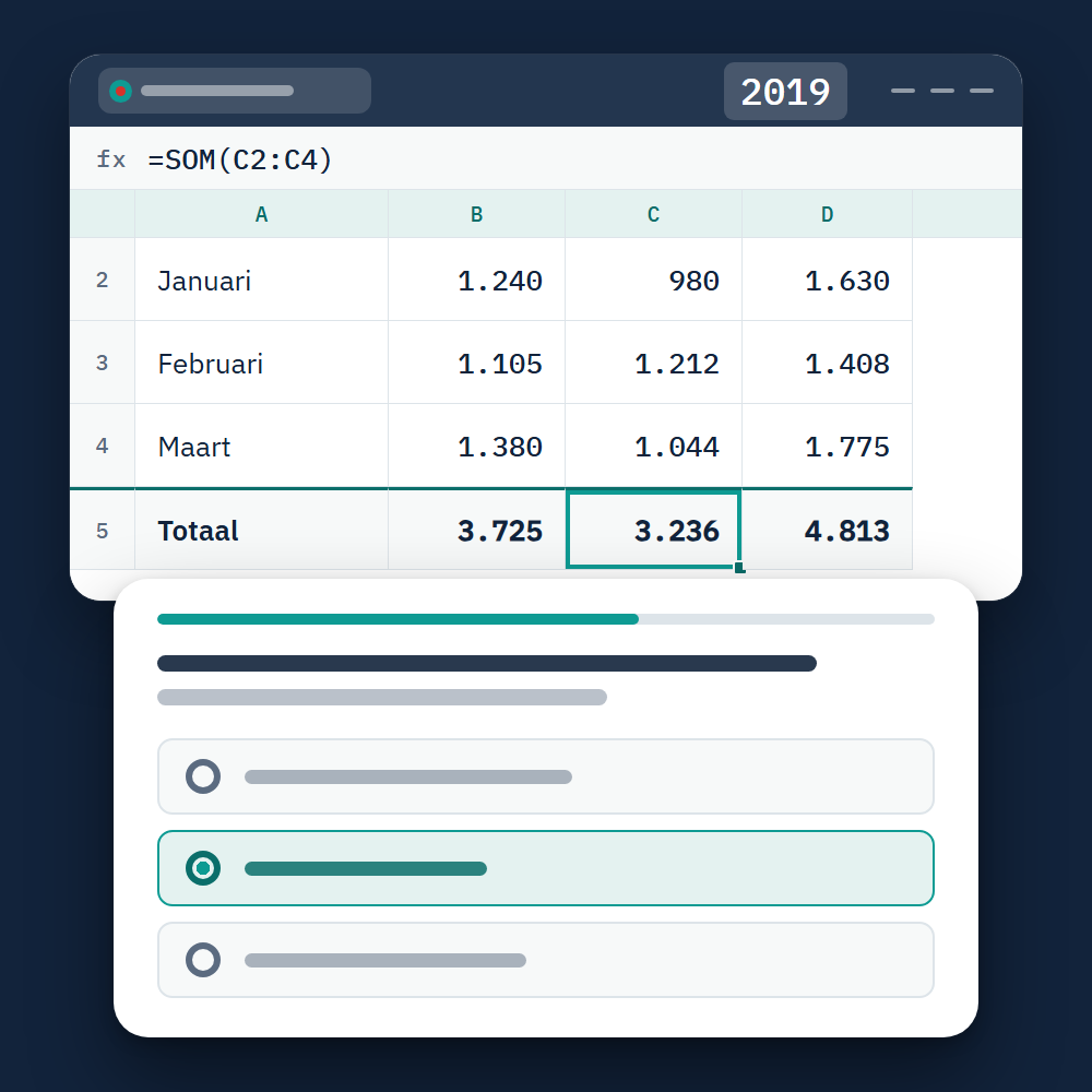 Toets Excel 2019 — online toets met certificaat